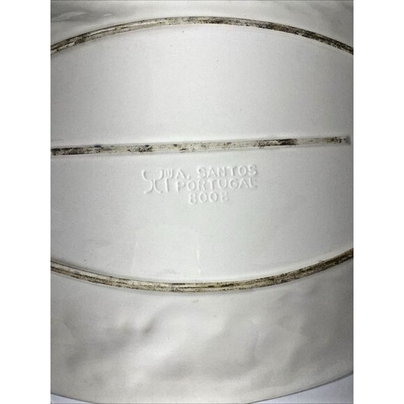 A. Santos Made in Portugal, Large Platter with Raised Blue & White Grape & Leaf - Picture 11 of 14